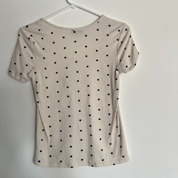 Cream Ribbed Polka Dot Tee - Picture 2 of 2